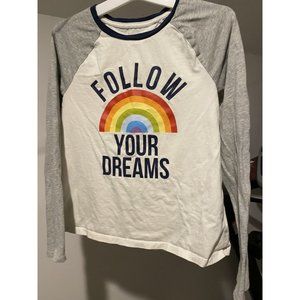 Lands End Follow Your Dream Rainbow LS Shirt EUC XL 14